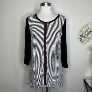 Weekend By Chicos Miter Stripe Mix Tee 1 US (8-M)